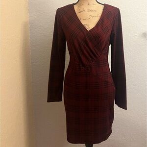 Elegant Plaid V-Neck Dress